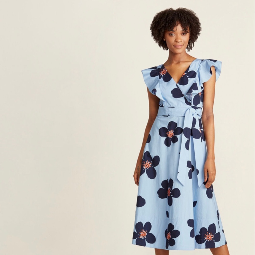 Blue Heron Grand Flora Poplin Midi Dress
